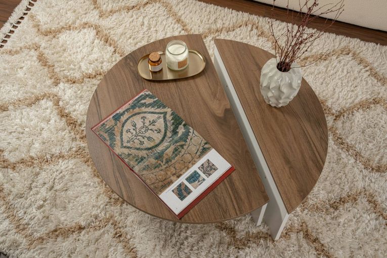 Tavolino da Salotto Marrone Noce Bianco Portariviste Forma Rettangolare 90x60x35h cm, Colore Ripiano Marrone - Mansue