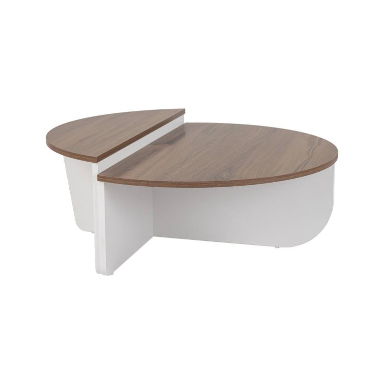 Tavolino da Salotto Marrone Noce Bianco Portariviste Forma Rettangolare 90x60x35h cm, Colore Ripiano Marrone - Mansue