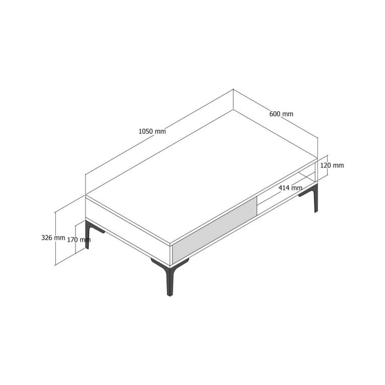Tavolino da Salotto Marrone Noce Bianco Portariviste un Vano 105x60x33h cm, Forma Rettangolare - Gru