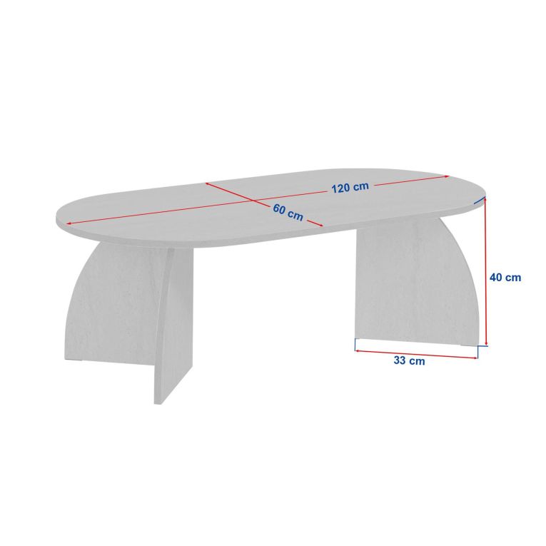 Tavolino da Salotto Marrone Noce Forma Ovale Materiale Piano in Legno Nobilitato 120x60x40h cm, Colore Ripiano Marrone - Nohaza