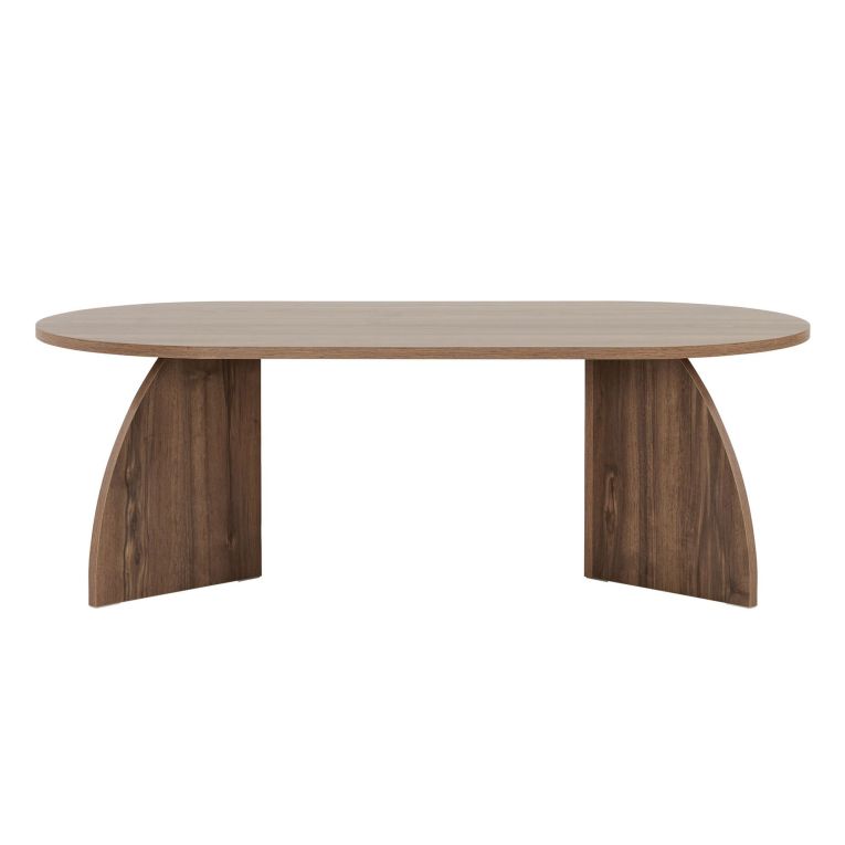 Tavolino da Salotto Marrone Noce Forma Ovale Materiale Piano in Legno Nobilitato 120x60x40h cm, Colore Ripiano Marrone - Nohaza