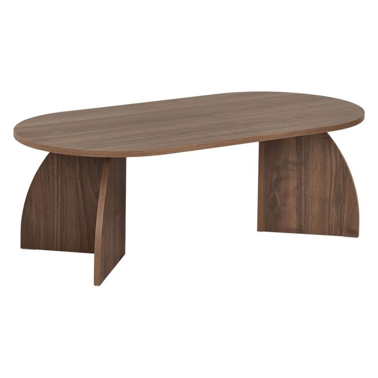 Tavolino da Salotto Marrone Noce Forma Ovale Materiale Piano in Legno Nobilitato 120x60x40h cm, Colore Ripiano Marrone - Nohaza