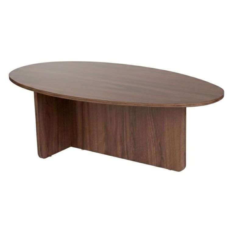 Tavolino da Salotto Marrone Noce Forma Ovale Materiale Piano in Legno Nobilitato 120x65x40h cm, Colore Ripiano Marrone - Parona