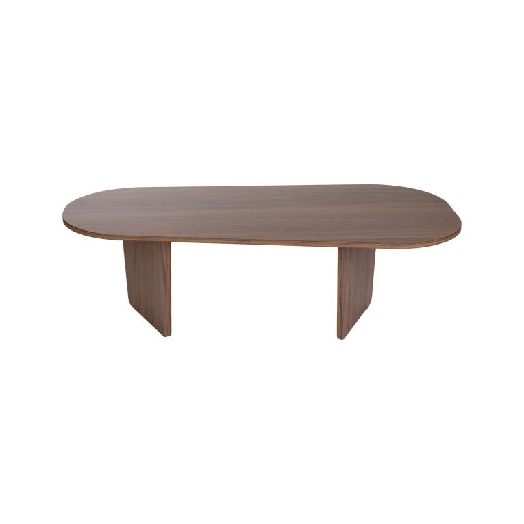 Tavolino da Salotto Marrone Noce Forma Ovale Materiale Piano in Legno Nobilitato 130x65x40h cm, Colore Ripiano Marrone - Dozza