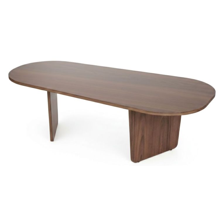 Tavolino da Salotto Marrone Noce Forma Ovale Materiale Piano in Legno Nobilitato 130x65x40h cm, Colore Ripiano Marrone - Dozza