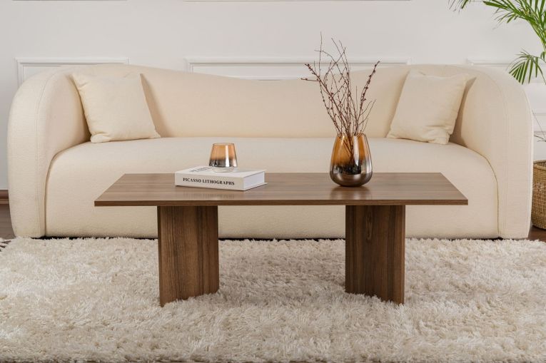 Tavolino da Salotto Marrone Noce Forma Rettangolare Materiale Piano in Legno Nobilitato 119x60x40h cm, Colore Ripiano Marrone - Turate