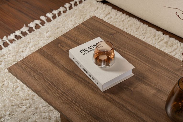 Tavolino da Salotto Marrone Noce Forma Rettangolare Materiale Piano in Legno Nobilitato 119x60x40h cm, Colore Ripiano Marrone - Turate