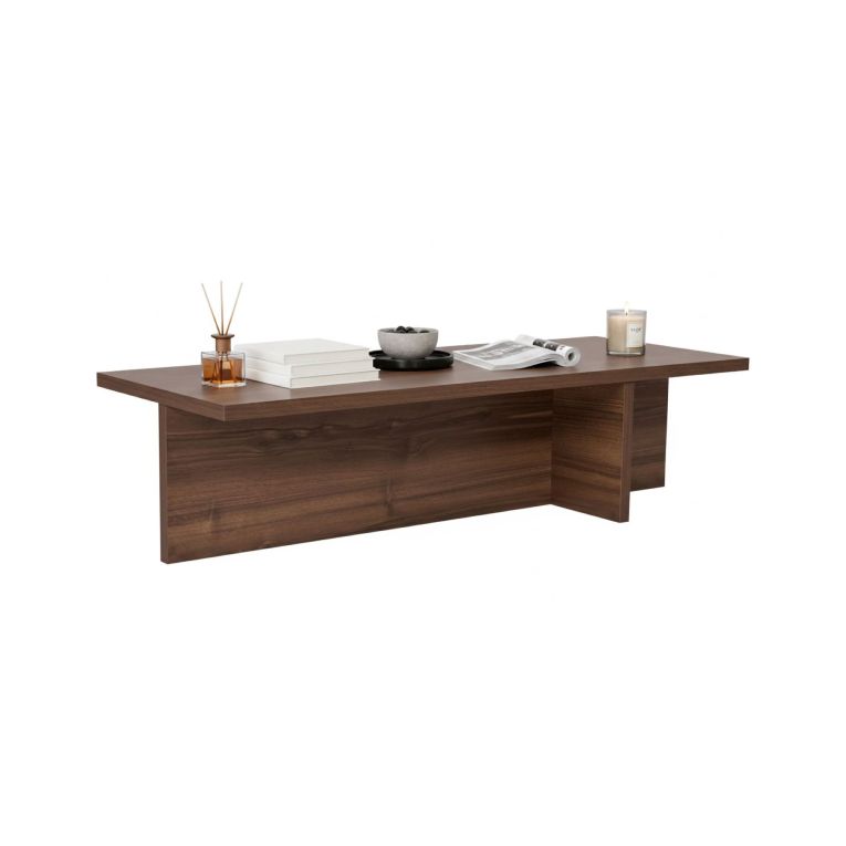 Tavolino da Salotto Marrone Noce Forma Rettangolare Materiale Piano in Legno Nobilitato 120x45x30h cm, Colore Ripiano Marrone - Marmorito