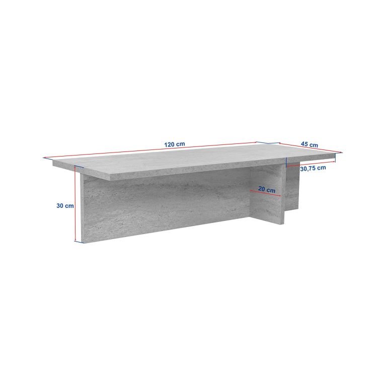 Tavolino da Salotto Marrone Noce Forma Rettangolare Materiale Piano in Legno Nobilitato 120x45x30h cm, Colore Ripiano Marrone - Marmorito