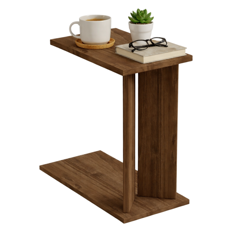 Tavolino da Salotto Marrone Noce Forma Rettangolare Materiale Piano in Legno Nobilitato 25x50x49h cm, Colore Ripiano Marrone - Ottone