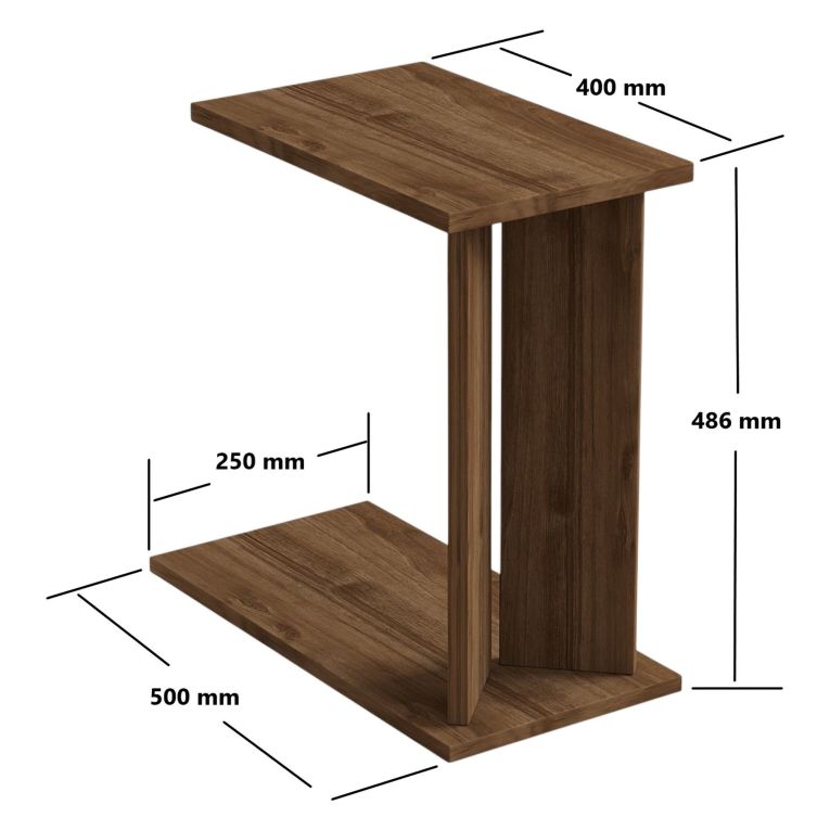 Tavolino da Salotto Marrone Noce Forma Rettangolare Materiale Piano in Legno Nobilitato 25x50x49h cm, Colore Ripiano Marrone - Ottone