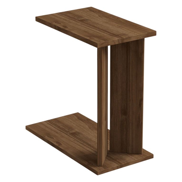 Tavolino da Salotto Marrone Noce Forma Rettangolare Materiale Piano in Legno Nobilitato 25x50x49h cm, Colore Ripiano Marrone - Ottone