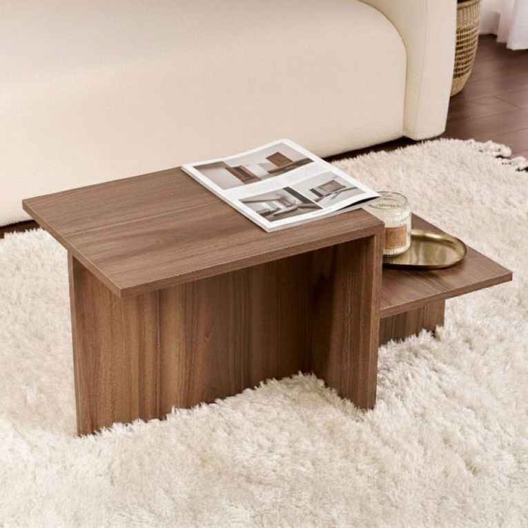 Tavolino da Salotto Marrone Noce Forma Rettangolare Materiale Piano in Legno Nobilitato 80x40x40h cm, Colore Ripiano Marrone - Lomagna
