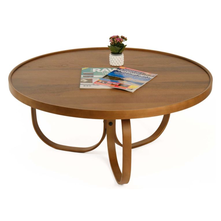 Tavolino da Salotto Marrone Noce Forma Rotondo Materiale Piano in Legno 100x100x46h cm, Colore Ripiano Marrone - Chiavenna
