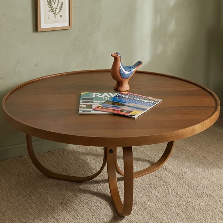 Tavolino da Salotto Marrone Noce Forma Rotondo Materiale Piano in Legno 100x100x46h cm, Colore Ripiano Marrone - Chiavenna