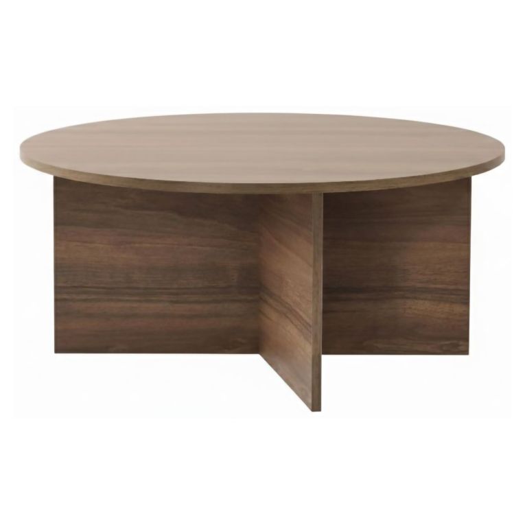 Tavolino da Salotto Marrone Noce Forma Rotondo Materiale Piano in Legno Nobilitato 90x90x40h cm, Colore Ripiano Marrone - Simbario