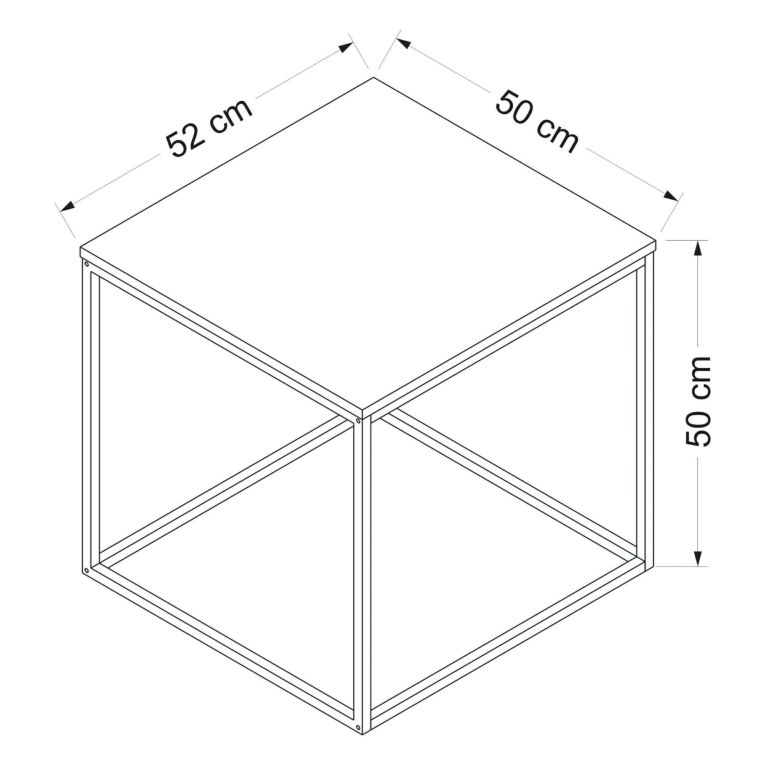 Tavolino da Salotto Marrone Noce Nero Forma Quadrato Materiale Piano in Legno Nobilitato 52x50x50h cm, Sfumatura Colore Struttura Noce - Tricase