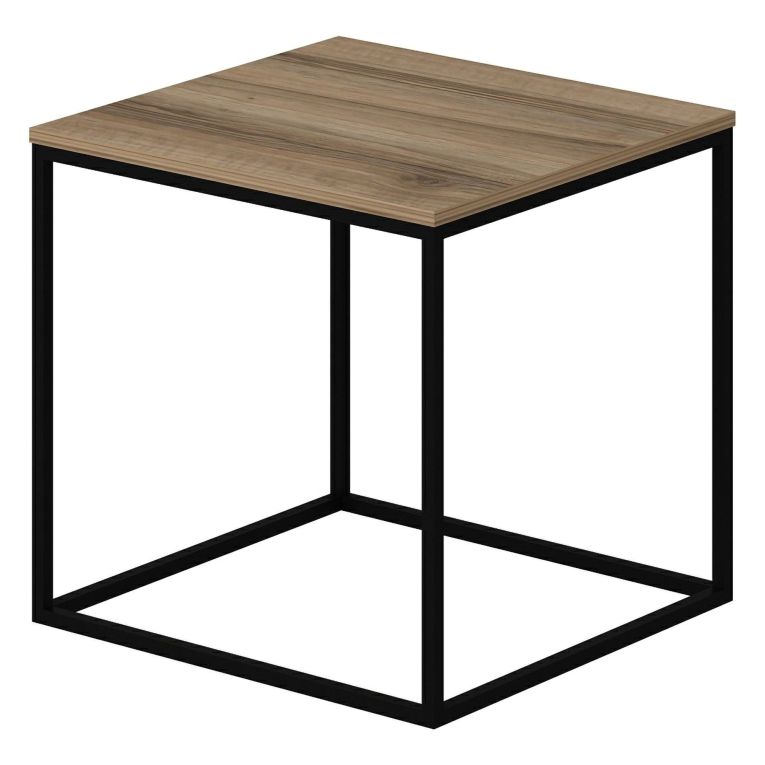 Tavolino da Salotto Marrone Noce Nero Forma Quadrato Materiale Piano in Legno Nobilitato 52x50x50h cm, Sfumatura Colore Struttura Noce - Tricase
