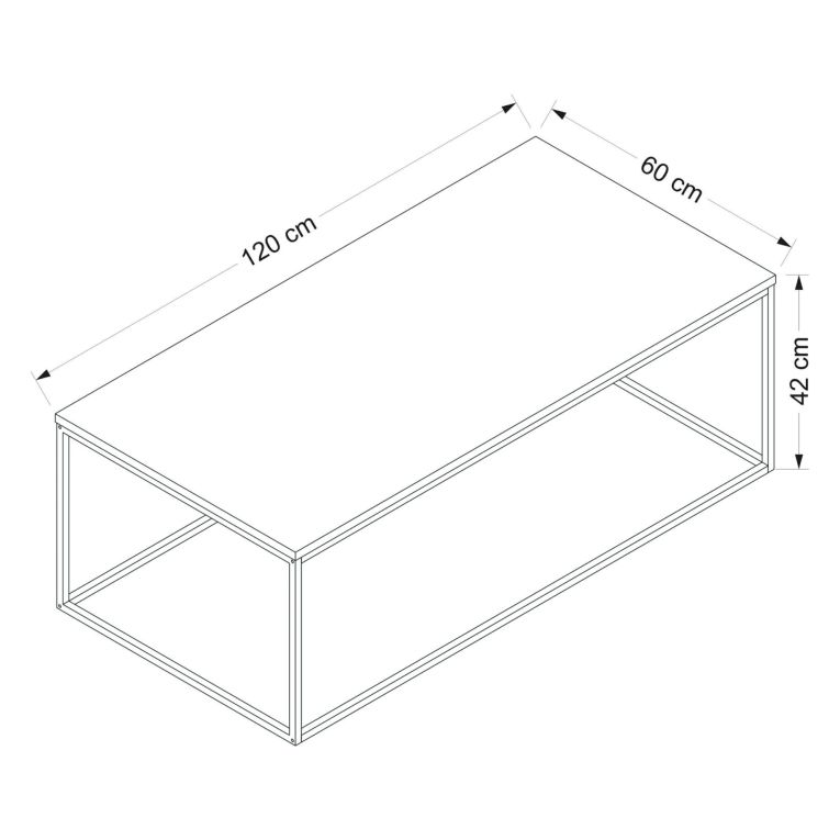 Tavolino da Salotto Marrone Noce Nero Forma Rettangolare Materiale Piano in Legno Nobilitato 120x60x42h cm, Sfumatura Colore Struttura Noce - Arcella