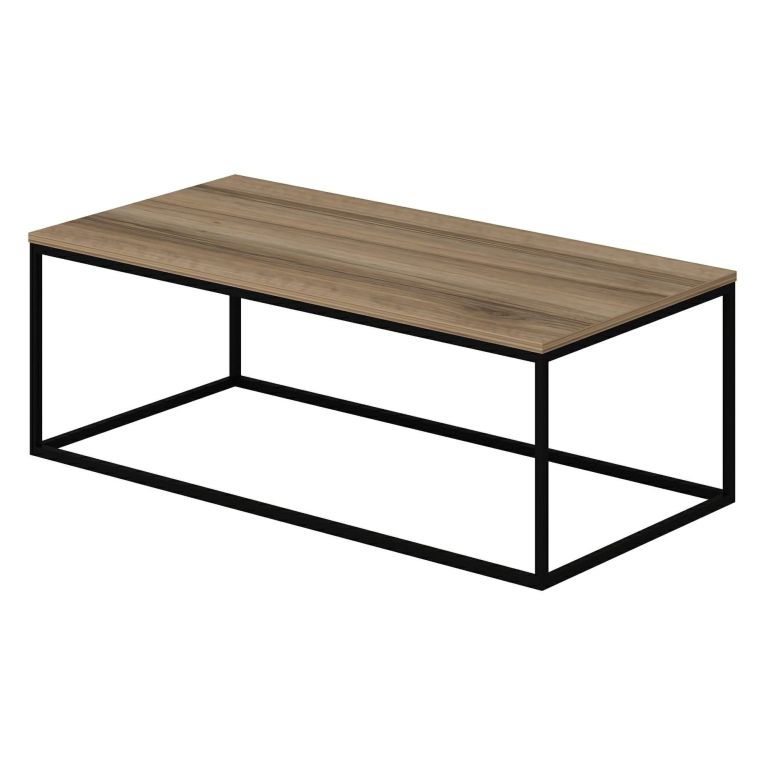 Tavolino da Salotto Marrone Noce Nero Forma Rettangolare Materiale Piano in Legno Nobilitato 120x60x42h cm, Sfumatura Colore Struttura Noce - Arcella