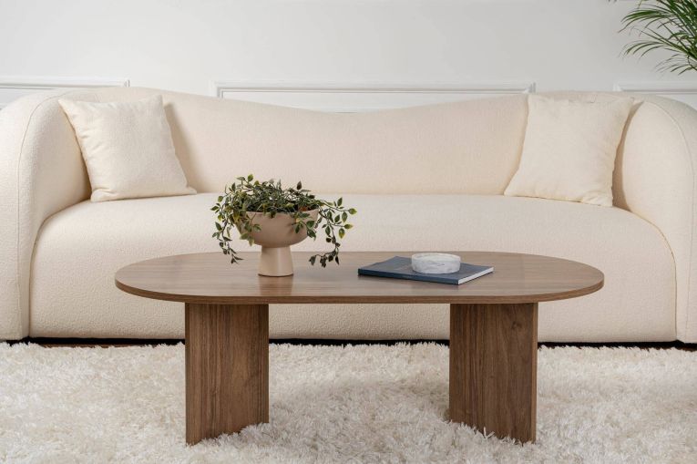 Tavolino da Salotto Marrone Noce Peso Massimo Supportato 20 kg Forma Rettangolare 119x60x40h cm, Sfumatura Colore Ripiano Noce - Elain