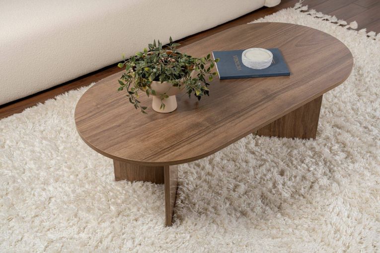 Tavolino da Salotto Marrone Noce Peso Massimo Supportato 20 kg Forma Rettangolare 119x60x40h cm, Sfumatura Colore Ripiano Noce - Elain