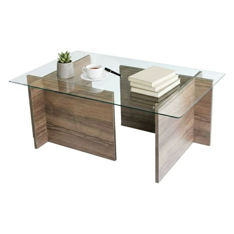 Tavolino da Salotto Marrone Noce Portariviste Forma Rettangolare 105x65x40h cm, Sfumatura Colore Struttura Noce - Teti
