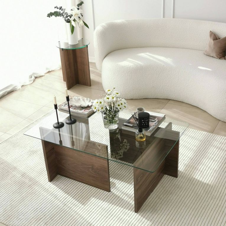 Tavolino da Salotto Marrone Noce Portariviste Forma Rettangolare 105x65x40h cm, Sfumatura Colore Struttura Noce - Teti