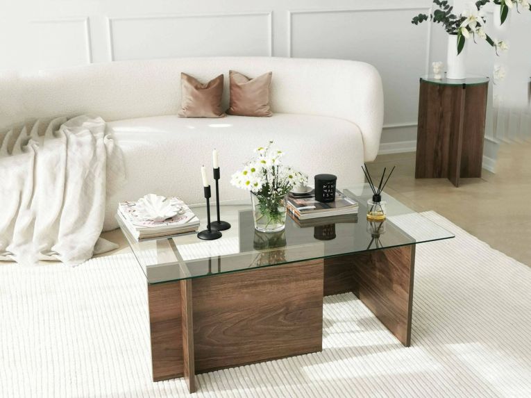 Tavolino da Salotto Marrone Noce Portariviste Forma Rettangolare 105x65x40h cm, Sfumatura Colore Struttura Noce - Teti
