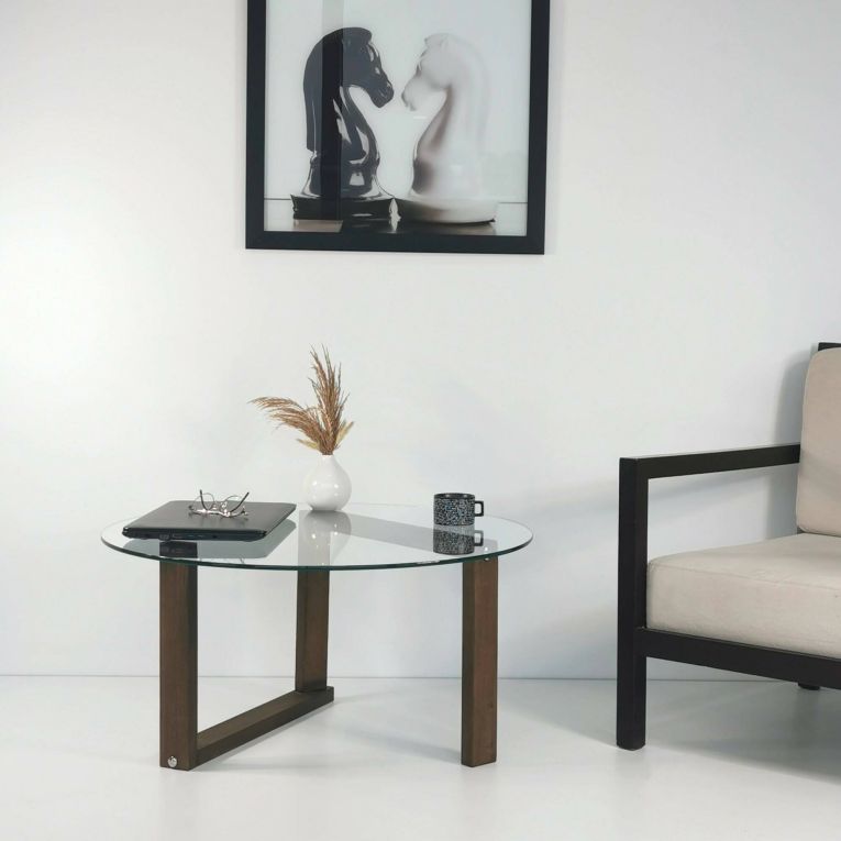 Tavolino da Salotto Marrone Noce Portariviste Forma Rettangolare 80x80x41h cm, Sfumatura Colore Struttura Noce - Ragia