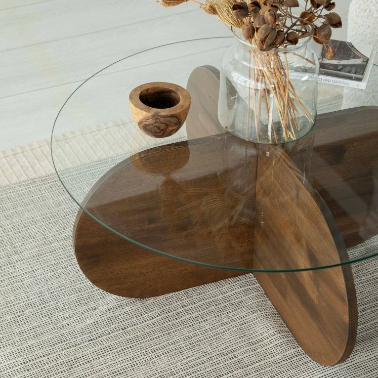 Tavolino da Salotto Marrone Noce Portariviste Forma Rotonda 75x75x35h cm, Sfumatura Colore Struttura Noce - Bagolino