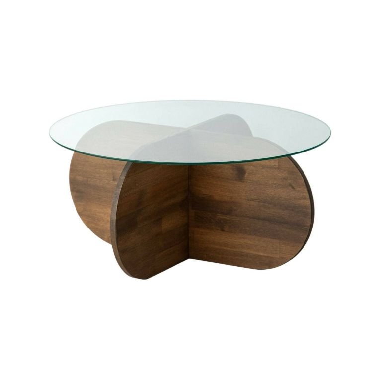 Tavolino da Salotto Marrone Noce Portariviste Forma Rotonda 75x75x35h cm, Sfumatura Colore Struttura Noce - Bagolino