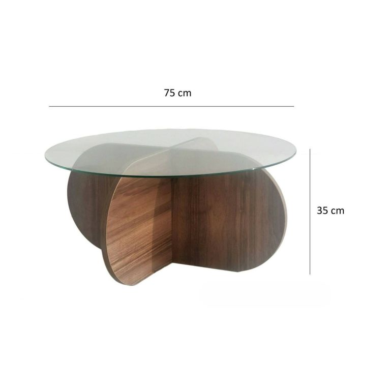 Tavolino da Salotto Marrone Noce Portariviste Forma Rotonda 75x75x35h cm, Sfumatura Colore Struttura Noce - Nila
