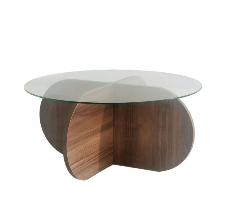 Tavolino da Salotto Marrone Noce Portariviste Forma Rotonda 75x75x35h cm, Sfumatura Colore Struttura Noce - Nila
