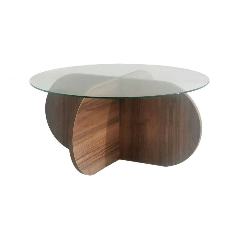 Tavolino da Salotto Marrone Noce Portariviste Forma Rotonda 75x75x35h cm, Sfumatura Colore Struttura Noce - Nila