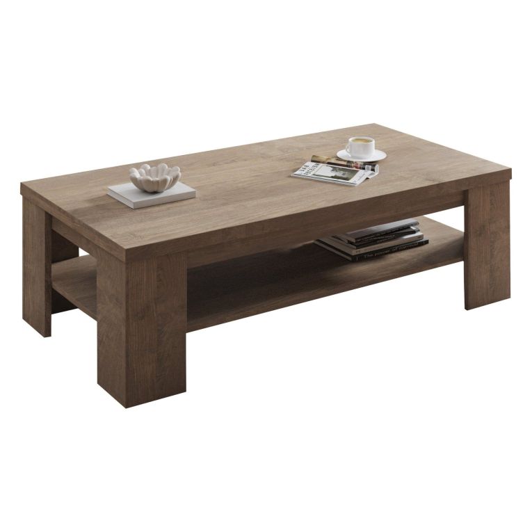 Tavolino da Salotto Marrone Noce un Vano Forma Rettangolare 130x67x41h cm, Sfumatura Colore Ripiano Noce - Carlazzo