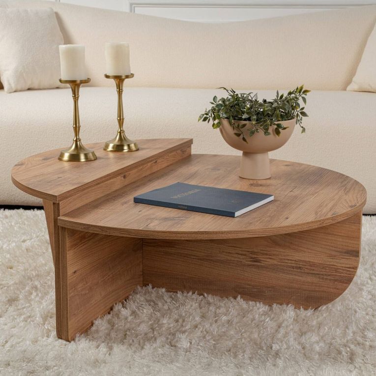 Tavolino da Salotto Marrone Pino Peso Massimo Supportato 15 kg Forma Rettangolare 90x60x35h cm, Sfumatura Colore Ripiano Pino - Mansue