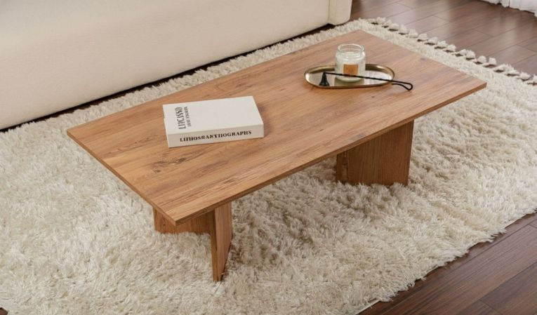 Tavolino da Salotto Marrone Quercia Forma Rettangolare Materiale Piano in Legno Nobilitato 119x60x40h cm, Colore Ripiano Marrone - Turate