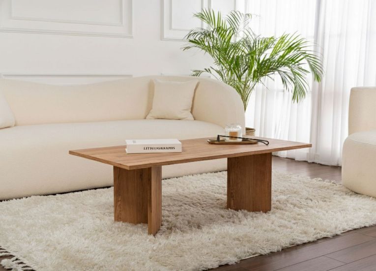 Tavolino da Salotto Marrone Quercia Forma Rettangolare Materiale Piano in Legno Nobilitato 119x60x40h cm, Colore Ripiano Marrone - Turate