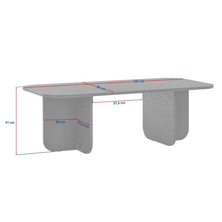 Tavolino da Salotto Marrone Quercia Forma Rettangolare Materiale Piano in Legno Nobilitato 120x60x41h cm, Colore Ripiano Marrone - Nomeva