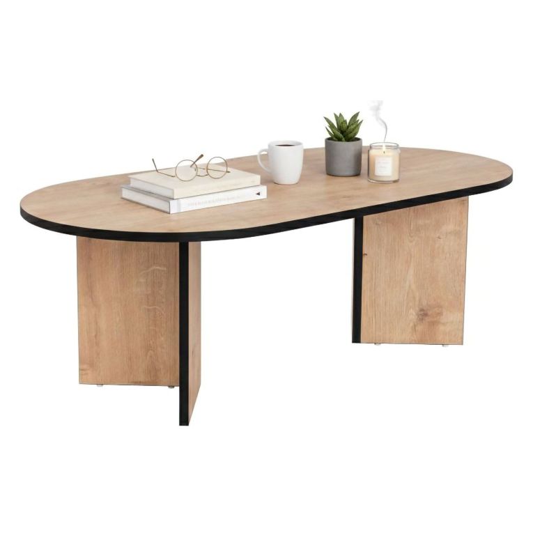 Tavolino da Salotto Marrone Quercia Nero Portariviste Forma Rettangolare 119x60x40h cm, Colore Ripiano Marrone - Elain
