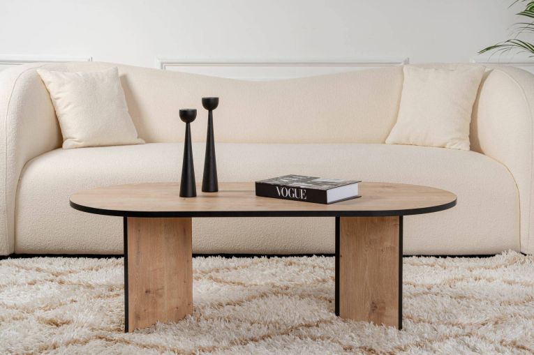 Tavolino da Salotto Marrone Quercia Nero Portariviste Forma Rettangolare 119x60x40h cm, Colore Ripiano Marrone - Elain