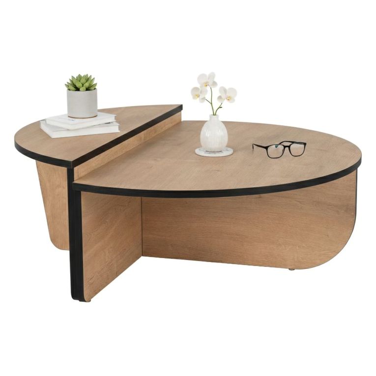 Tavolino da Salotto Marrone Quercia Nero Portariviste Forma Rettangolare 90x60x35h cm, Colore Ripiano Marrone - Mansue