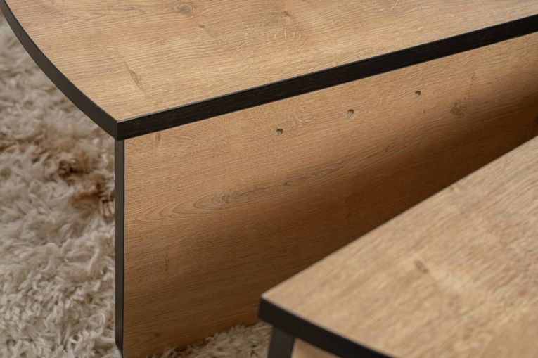 Tavolino da Salotto Marrone Quercia Nero Portariviste Forma Rettangolare 90x60x35h cm, Colore Ripiano Marrone - Mansue