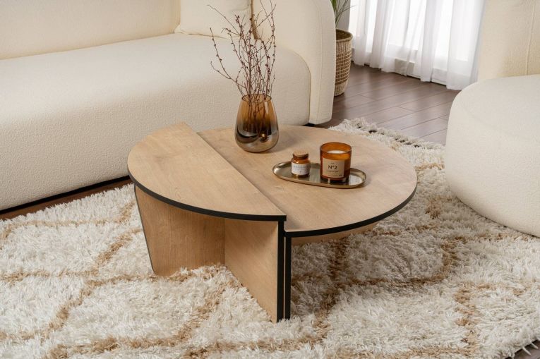 Tavolino da Salotto Marrone Quercia Nero Portariviste Forma Rettangolare 90x60x35h cm, Colore Ripiano Marrone - Mansue