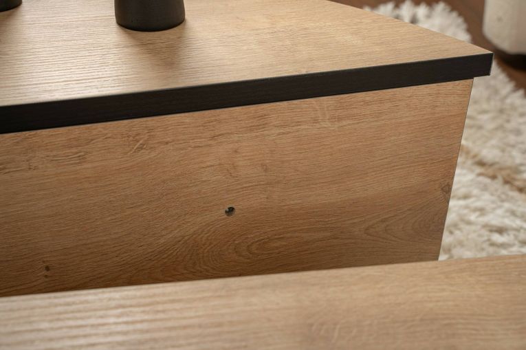 Tavolino da Salotto Marrone Quercia Nero Portariviste Forma Rettangolare 90x60x35h cm, Colore Ripiano Marrone - Mansue