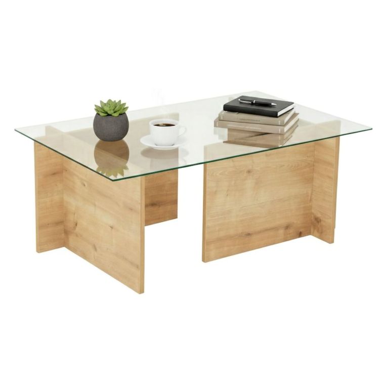Tavolino da Salotto Marrone Quercia Portariviste Forma Rettangolare 105x65x40h cm, Sfumatura Colore Struttura Quercia - Teti
