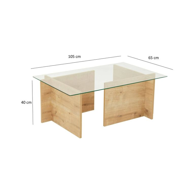 Tavolino da Salotto Marrone Quercia Portariviste Forma Rettangolare 105x65x40h cm, Sfumatura Colore Struttura Quercia - Teti