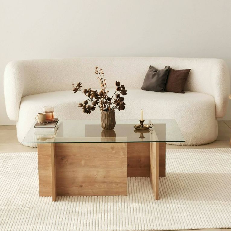 Tavolino da Salotto Marrone Quercia Portariviste Forma Rettangolare 105x65x40h cm, Sfumatura Colore Struttura Quercia - Teti