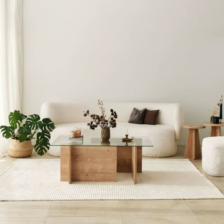 Tavolino da Salotto Marrone Quercia Portariviste Forma Rettangolare 105x65x40h cm, Sfumatura Colore Struttura Quercia - Teti
